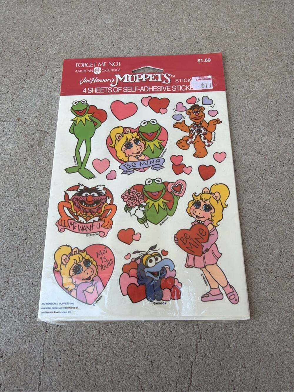 Muppets Stickers, (Jim Henson) 4 Sheets Self-adhesive Stickers Sealed Valentine